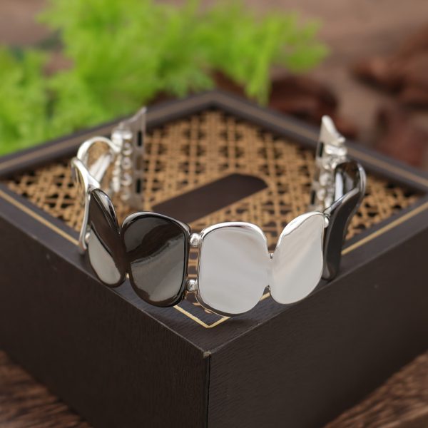 Elegant Golden-Tone Stretch Bracelet Band for Apple Watch Series (38mm-49mm) - Fashionable Two-Tone Metal 's Wristband with Heart Accents, Compatible with iWatch Ultra 2, SE, and More, Wearable Technology | Luxury Watch Strap | Decorative Elets, Apple Watch Accessories - Image 13