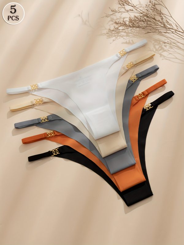5pcs Women's Low-Rise Seamless Breathable Sheer Underwear - Ultra-Thin Summer Panties with Ultra-Lightweight Fabric, 4 Colors (Black/Grey/Orange/White) & Machine Washable, Everyday Comfort, Stylish Minimalistic, Smooth Texture Fabric - Image 2