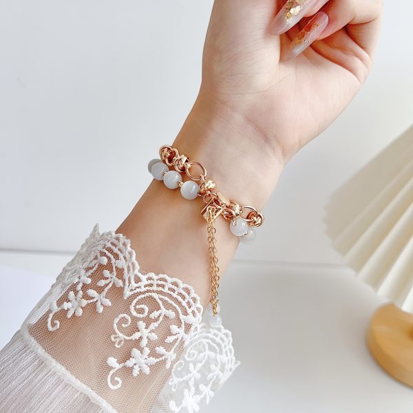 Stylish Beaded Metal Dual Chain Bracelet Strap Suitable for Apple Watch 38mm 40mm 41mm 42mm 44mm 45mm 49mm (S10 42)mm (S10 46)mm, High-End Women's Wristband Suitable for iWatch Series Ultra 2 SE 10 9 8 7 6 5 4 3 2 1 Gift - Image 9