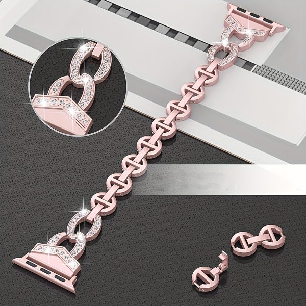 Stainless Steel Glittering Metal Strap for Apple Watch Band Ultra 49mm, 45mm, 41mm, 40/44mm, Women'S Band, Compatible with for iwatch Series 10/9/8/7/6/5/4/3/2/1 SE, Fashionable Accessory | Sparkling Accessory | Durable Strap - Image 7