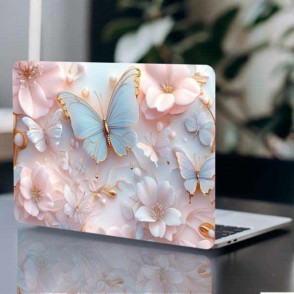 Vinyl Laptop Shell Butterfly Floral Stickers, 2pcs/Set, Scratch-Resistant DIY Art Protective Cover for Laptops - Easy to Apply and Durable Design Suitable for Laptops & Cars - Image 8