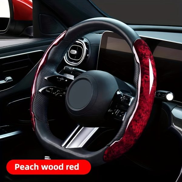 Luxury Peach Wood Grain Steering Wheel Cover - Ultra-Thin, Anti-Slip, Fit for All Seasons, High-End Feel, Easy Installation - Image 6