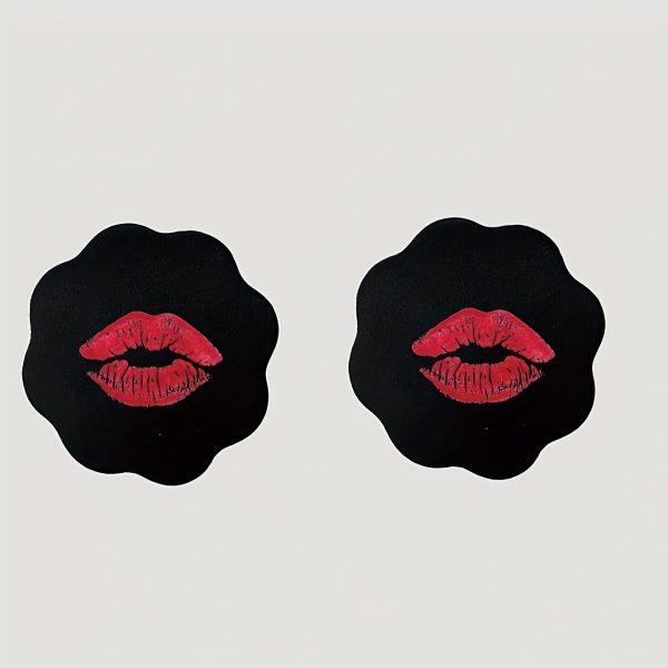 Women'S Sexy Lips Print Bra Strapless Adhesive Bandeau, Wire-Free, Polyester & Silicone Blend, Knit Fabric, Perfect for Beach, Pool, or Gym, Gym Wear|Sexy Lips Design|Wireless Bra - Image 3