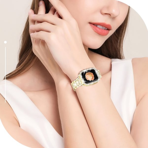Shiny strap for, shiny case, compatible with iWatch strap 38/40/41/42/44/45/46/49mm elegant and fashionable rhinestone replacet metal chain wristband protective cover, suitable for series 10/9/8/7/6/5/4/3/2/1SE Golden - Image 5