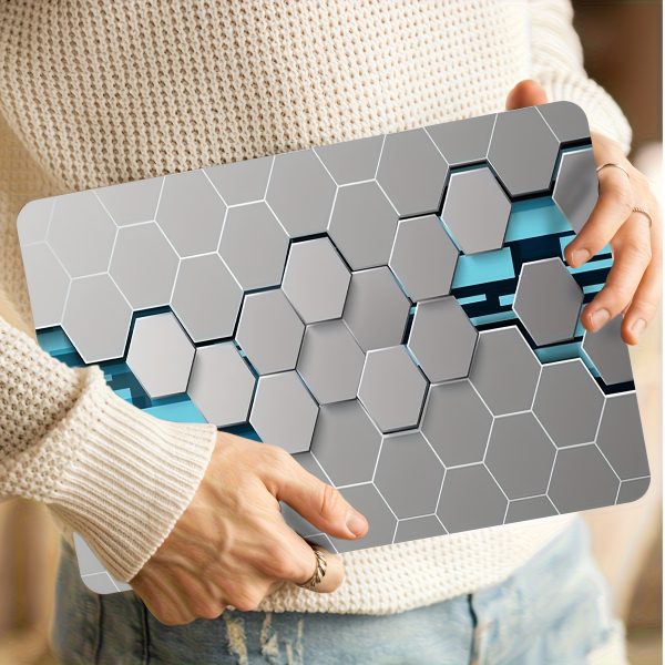 2pcs Geometric Blue & Gray Laptop Skin Stickers - Waterproof, Scratch-Resistant, Self-Adhesive Vinyl Art for Laptops & Cars, Unique Hexagonal Pattern Design, Laptop Accessories | Modern Laptop Design | Durable Laptop Skin, Laptop Decor - Image 7