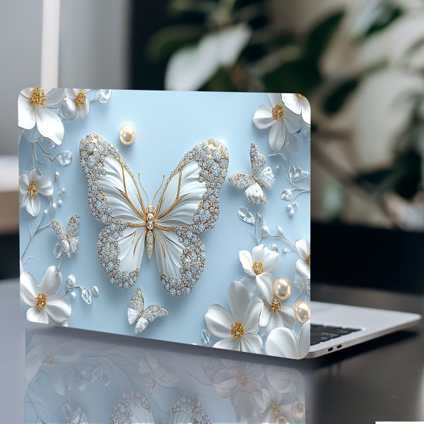 2pcs Elegant Butterfly & Floral Laptop Stickers - Waterproof, Scratch-Resistant Vinyl Art for Laptops & Cars, Self-Adhesive, Semi-Matte Finish, Perfect for Personalization, Laptop Accessories | Artistic Laptop Skin | Durable Laptop Skin, Laptop Decor - Image 8