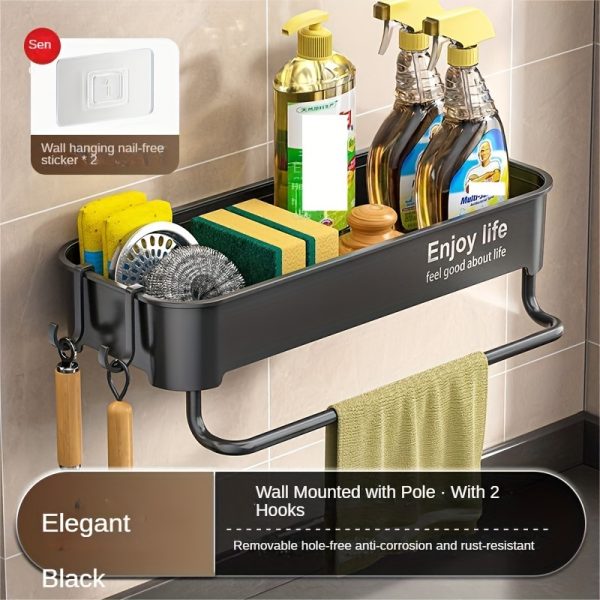 No-Drill Thickened ABS Kitchen Sink Organizer with Hooks & Slotted Trays - Multi-Compartment Storage Shelf for Cleaning Supplies, Bottles, Sponges - Multi-Color Options, Kitchen Sink Accessories, Rustic Kitchen Decor, Installfree Setup - Image 5