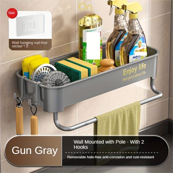 No-Drill Thickened ABS Kitchen Sink Organizer with Hooks & Slotted Trays - Multi-Compartment Storage Shelf for Cleaning Supplies, Bottles, Sponges - Multi-Color Options, Kitchen Sink Accessories, Rustic Kitchen Decor, Installfree Setup - Image 9