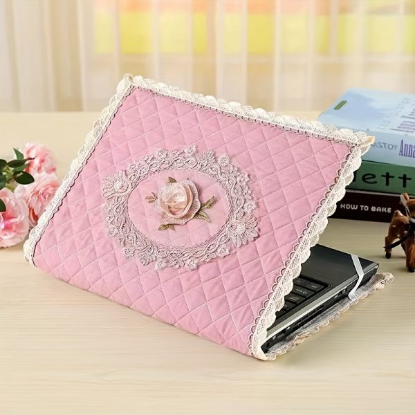 14-inch Laptop Sleeve Case - Pink Faux Leather Foldable Handbag with Multiple Compartments, Adjustable Shoulder Strap & Mesh Pocket for Tablet, Notebook, and Accessories, Tablet Storage Bag | Stylish Tech Accessory | Mesh Pocket Feature, Laptop Bag - Image 6