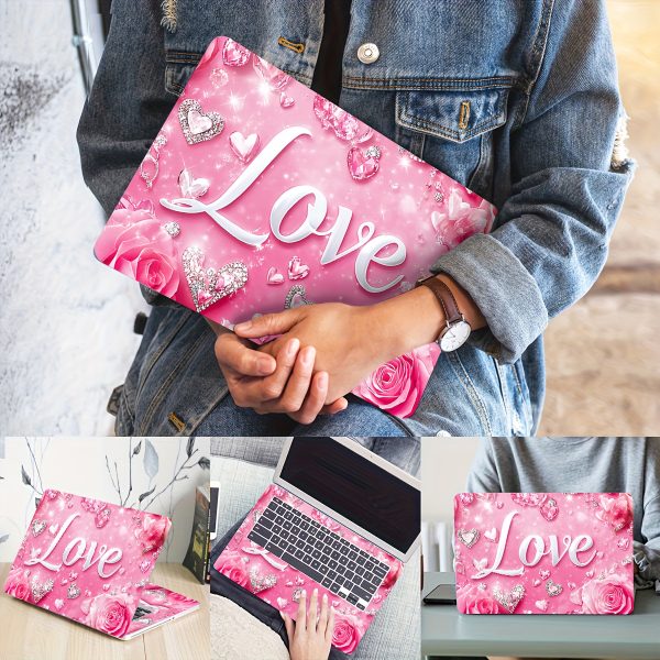 2pcs Elegant Pink Love Heart Vinyl Laptop Stickers - Waterproof, Scratch-Resistant, DIY Art Protection for Laptops & Cars, Perfect for Valentine'S Day or Romantic Themes, Romantic Accessories | Elegant Sticker Design | Durable Vinyl Stickers, Laptop Accessories - Image 5