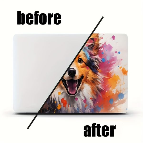 2pcs Oil Painting Puppy Laptop Stickers - Vinyl Self-Adhesive Removable Decals for 33.02-38.1 cm Laptops, No Residue Cute Dog Design for Plastic/Metal Surfaces, Disposable Pet Lover Accessories, Laptop Decoration | Playful Dog Motif | Noresidue Adhesive, Laptop Accessories - Image 10