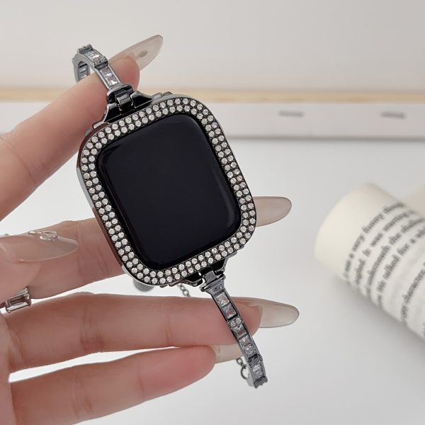 1pc Women Girls Luxury Zirconia Crystal Metal Watch Bracelet Compatible with Apple Watch Band Series 10 9 8 7 6 5 4 3 2 1 38/40/41/42/44/45/46/49/ Ultra 1/2 SE for iWatch Strap, a perfect gift for parties, banquets, festivals and daily wear - Image 12