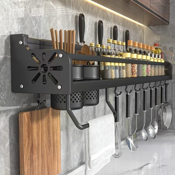 Wall-Mounted Knife Holder & Utensil Organizer - Space-Saving Kitchen Storage Rack with Hooks for Knives, Cutting Boards & Cookware, Powder-Coated Durable Design for Home or Camping Use, Kitchen Organizers And Storage, Kitchen Storage Solution, Spacesaving Design, Powdercoated Finish - Image 11