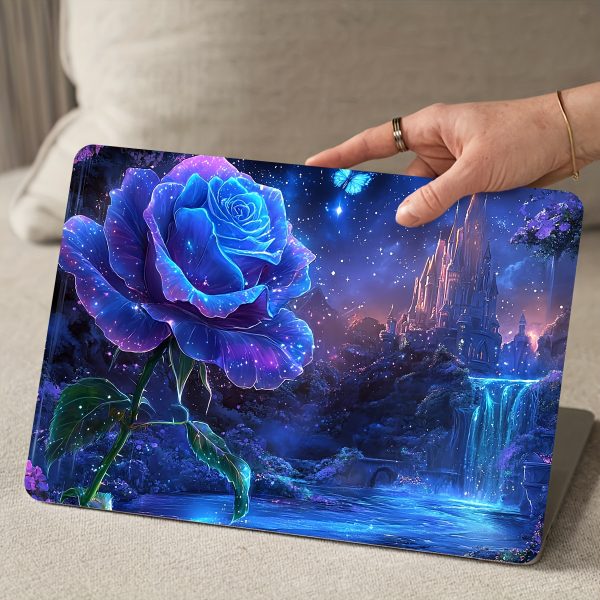 2pcs Vibrant Blue Rose & Mystical Landscape Laptop Stickers - Waterproof, Scratch-Resistant, Self-Adhesive Vinyl Skins for Netbooks & Laptops, Unique Artwork for Personalization, Netbook Accessories | Artistic Laptop Skin | Durable Laptop Skin, Laptop Decor - Image 8