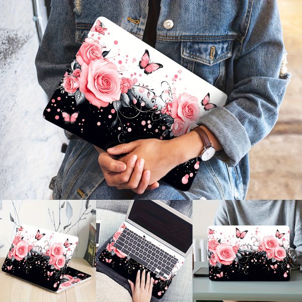 2pcs Elegant Pink Rose & Butterfly Vinyl Laptop Skins - Waterproof, Scratch-Resistant, Self-Adhesive Art Protection for Laptops & Cars, Perfect for Women'S Accessories, Laptop Skin | Artistic Laptop Skin | Durable Laptop Skin, Laptop Decor - Image 8