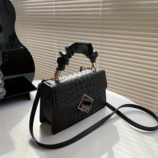 Women'S Fashion Faux Leather Satchel, Solid Color, Buckle Closure, with Edge Paint, with Accessory, for Occasion-Ready, Do Not Wash - Image 2