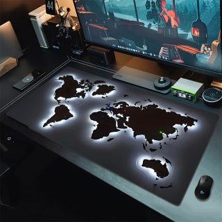 Large Washable Mouse Pad with Colorful Light-Up World Map Design - Perfect for Office, Gaming, and Holiday Decor, Christmas Gift Idea, Mouse Pads for Desk, Office Desk Decor | Modern Desk Decor | Washable Desk Mat, Mouse Pads for Desk