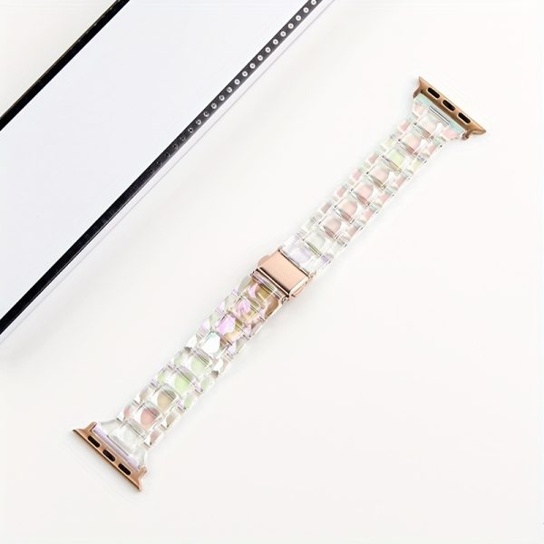 1pc Silica Gel Resin Watch Band for Apple Watch Series 10/9/8/7/SE/6/5/4/3, Casual Style, Transparent Elegant Design, Quick Release Foldover Clasp, Replacement Bracelet for 46/38/40/41/42/44/45/49mm - Youth Watches Compatible - Image 7