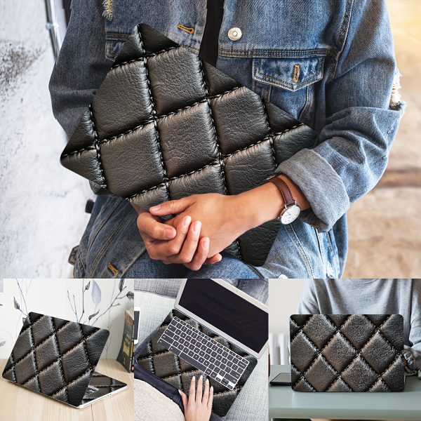2pcs Vinyl Laptop Case Stickers, Anti-Scratch DIY Art Protective Covers, Easy to Apply & Durable, No Residue, Cuttable - Black & Gray Squares Design for Laptops & Tablets - Image 5