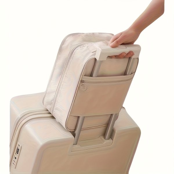 2-in-1 Travel Shoe Storage Bag - Large Capacity Hanging Organizer with Mesh Side Pockets, Space-Saving Design, Machine-Washable Polyester, Available in Multiple Colors, Shoe Storage Bo - Image 2