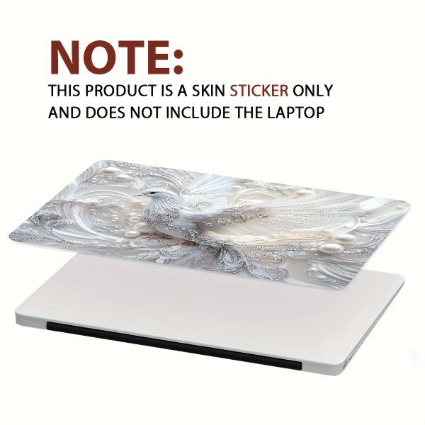 2pcs Vinyl Sticker Set: Beautiful White Dove with Swirls and Pearls on Semi-Matte Finish, Self-Adhesive, Single Use, Perfect for Laptops, Cars, Helmets, Motorcycles, and Refrigerators - Image 6