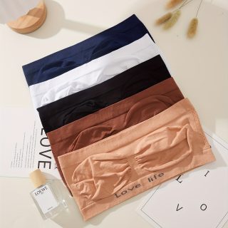 5pcs Strapless Bandeau Tops, Polyamide, Solid Color, Wireless, Medium Support, No Padding, Knit Fabric, 165g/m², for Easter Gift, Various Occasions