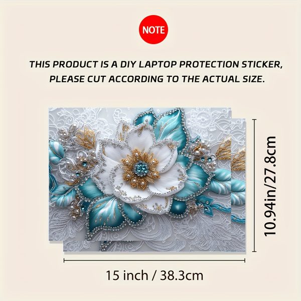 A Set of Two Floral Laptop Art Decals, Universal Skin Stickers for Netbooks That Are Non-Reusable. These Waterproof And Scratch-Resistant Laptop Skin Stickers Are Suitable for Laptops, Cars, Helmets, Motorcycles, And Refrigerator Decorations. - Image 2