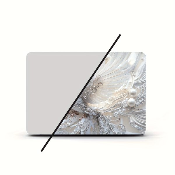 2pcs Vinyl Sticker Set: Beautiful White Dove with Swirls and Pearls on Semi-Matte Finish, Self-Adhesive, Single Use, Perfect for Laptops, Cars, Helmets, Motorcycles, and Refrigerators - Image 4