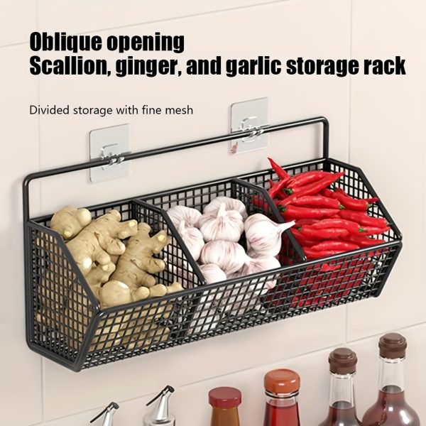 Wall-Mounted Kitchen Storage Basket - Multi-Functional Hanging Organizer, Durable Metal Rack Box for Small Bathroom and Kitchen Storage Needs, Bathroom Accessories - Image 5