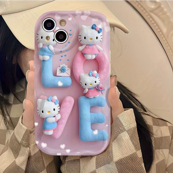 Sanrio Genuine Licensed Case Hello Kitty Cat Cute LOVE Letter Model Pink and Blue Neon Gradient Silicone Case for iPhone 16/ 15/ 14/ 13/ 12/ 11/ 8/ 7/ Pro Max/ Plus/ X/ XS/ XR/ XS MAX Perfect Gift for Holidays and Birthdays! - Image 3
