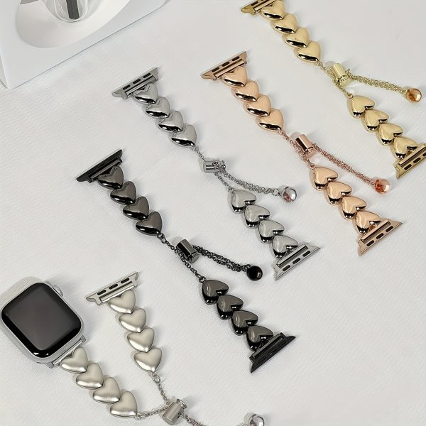 A Stylish And Simple Ladies' Apple Watch Bracelet With A Heart-shaped Buckle, Suitable For IWatch Series SE1 2 Ultra, Is Durable And Eye-catching For Your Best Friend. - Image 2