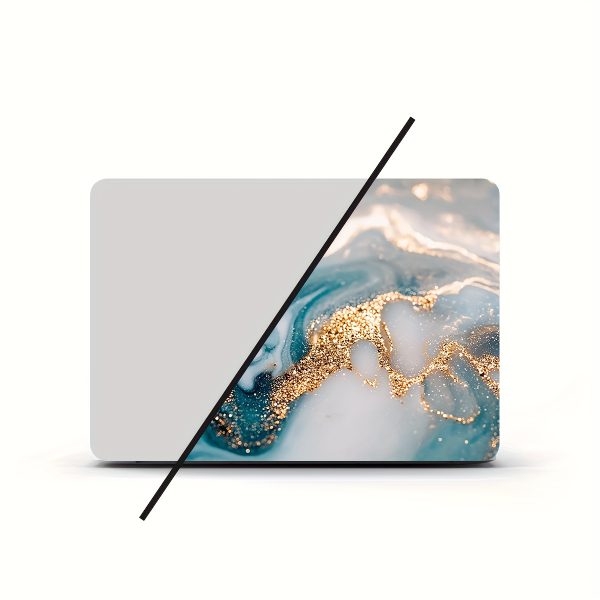 2pcs Elegant Marble & Golden Glitter Vinyl Laptop Skins - Scratch-Resistant DIY Art Protective Covers for Notebooks & Cars - Easy to Apply & Durable Design with Semi-Matte Finish, Notebook Accessories | Elegant Design | Durable Vinyl, Laptop Sleeve - Image 5
