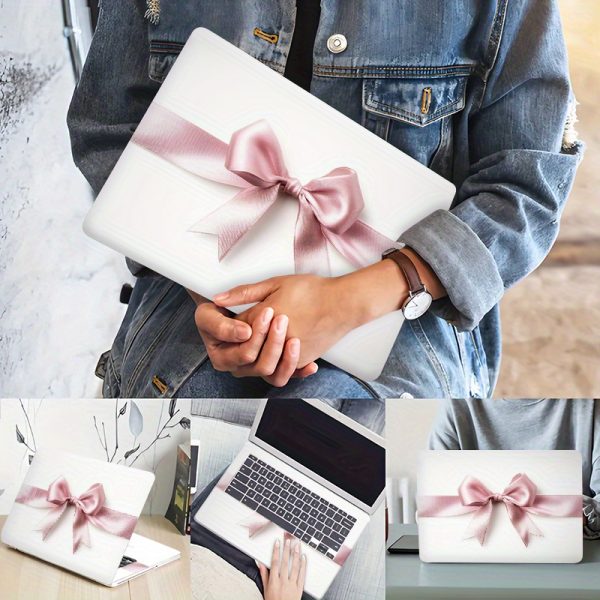 3pcs, 1 spare, No need to worry about peeling off laptop stickers - Vinyl material, self-adhesive design - Bow Girl Series Light Beige decals - Image 4