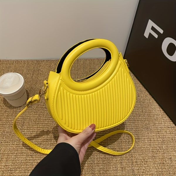Chic Black Embossed Striped Ladies' HandbagSummer Versatile Crossbody Pleated Bag with Trendy PersonalityElegant, Stylish & Niche-Designed Handheld/ Handbag for Women's CommutingAvailable in 3 Colors - Image 7