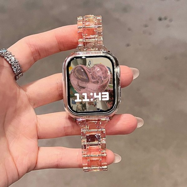 1pc Silica Gel Resin Watch Band for Apple Watch Series 10/9/8/7/SE/6/5/4/3, Casual Style, Transparent Elegant Design, Quick Release Foldover Clasp, Replacement Bracelet for 46/38/40/41/42/44/45/49mm - Youth Watches Compatible - Image 2