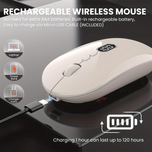 ZIYOULANG Ultra-Slim Wireless Mouse with Battery Display - 2.4G Rechargeable, Quiet Click, 1600 DPI, Compatible with PC, Mac, MacBook - Ideal for Office Use, Clicker Included, Mousepad 2.4G - Image 9