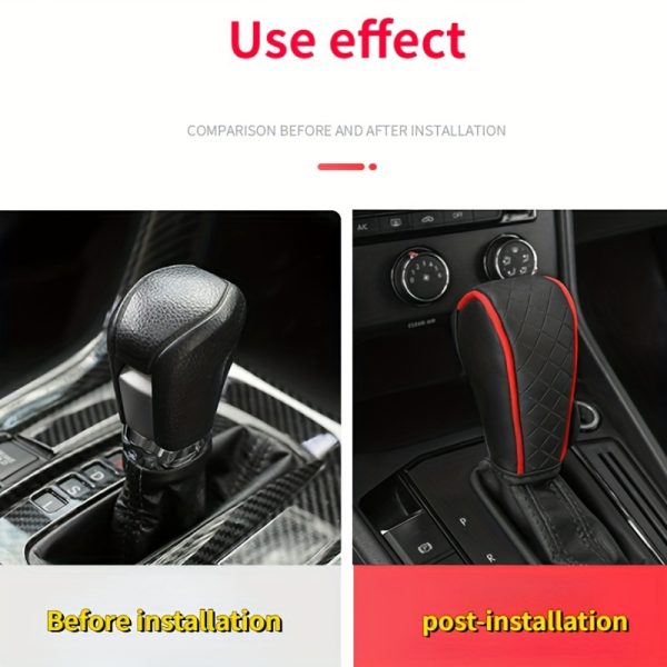 Universal Faux Leather Anti-slip Car Gear Shift Knob Cover Black Auto Parts Car Stall Anti-slip Case Driving Control Cover - Image 12