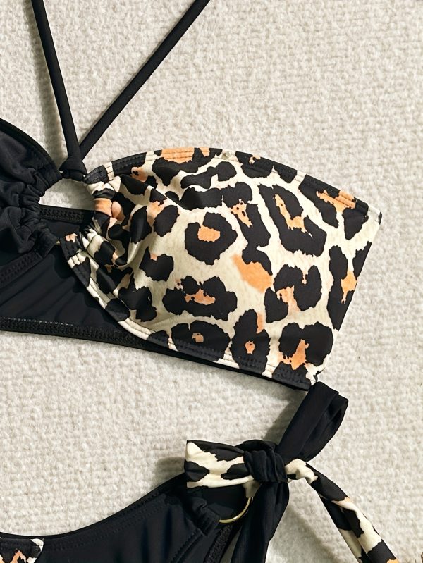 Women's Two-Tone Sexy Halter Bikini Swimsuit Set - Image 5