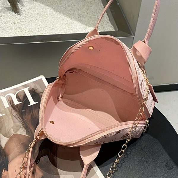 Stylish Luxury Women'S Crossbody Bag with Heart Print Design, Golden-Tone Hardware, and Detachable Chain Strap - Lightweight, Durable, Zipper Closure for Daily Use, Vacation, and Gifting, Crossbody Purse - Image 12