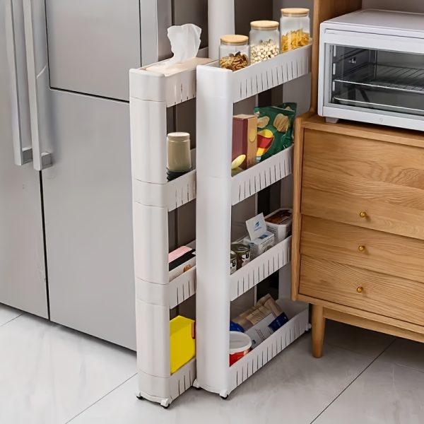 3-Tier Ultra-Narrow Refrigerator Edge Gap Organizer - Freestanding Cart for Bathroom and Living Room Storage - Suitable for Hotel Home Kitchen Bathroom Living Room Scenarios - Image 8