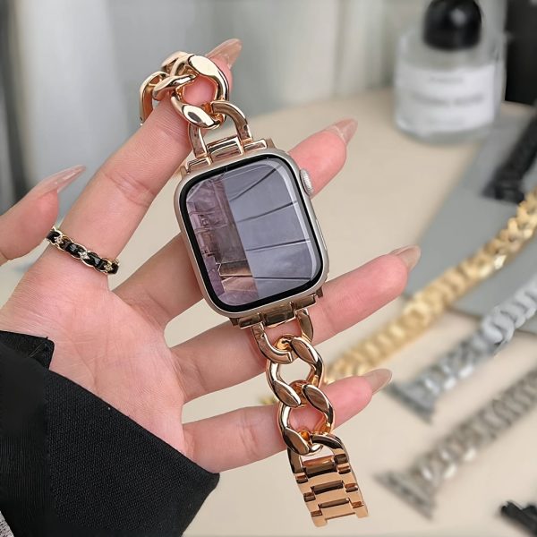 Exquisite Style Metal Bracelet Strap For Iwatch Series 10 9 8 7 SE 6 5 4 3 Bracelet - Fashionable Versatile Design For Men And Women, Elegant Girls Watch Strap For IWatch Strap 46mm 38mm 40mm 41mm 42mm 44mm 45mm 49mm - Youth Watch Strap Single Item - Image 4