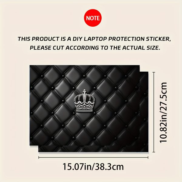2pcs Elegant Crown Design Laptop Stickers - Waterproof, Scratch-Resistant Vinyl Skin for Notebooks & Tablets, Self-Adhesive, Semi-Matte Finish, Perfect for Personalization, Notebook Accessories | Crown Design | Durable Vinyl - Image 2