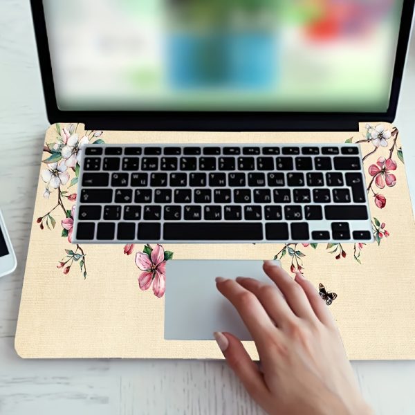 2pcs Pink Peach Blossom Vinyl Laptop Skin Stickers, 27cm x 39cm - Scratch-Resistant DIY Art Protection for HP, Dell, Lenovo, Apple, ASUS Laptops, Laptop Accessories | Artistic Laptop Cover | Durable Laptop Skin, Laptop Decor - Image 5