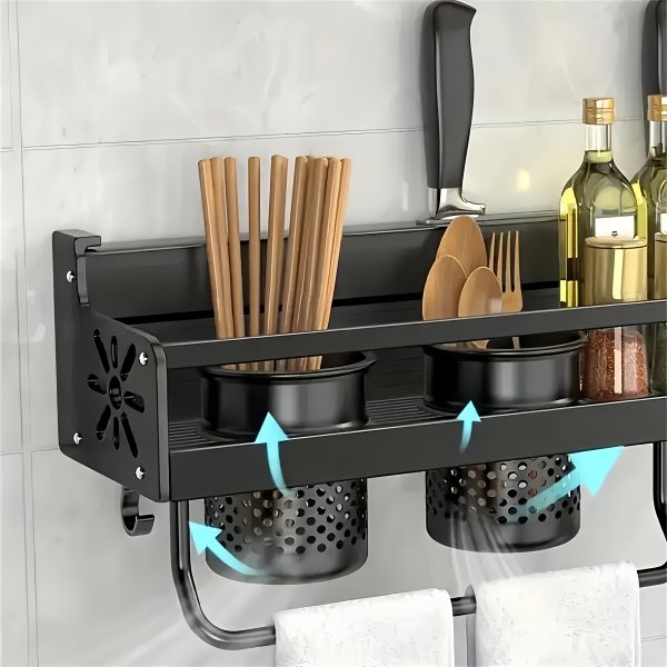 Wall-Mounted Knife Holder & Utensil Organizer - Space-Saving Kitchen Storage Rack with Hooks for Knives, Cutting Boards & Cookware, Powder-Coated Durable Design for Home or Camping Use, Kitchen Organizers And Storage, Kitchen Storage Solution, Spacesaving Design, Powdercoated Finish - Image 3