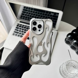 Cutout Frosted Flame Pattern Case for iPhone 15 PRO MAX Mobile Phone Case 16 Plus Suitable for Apple 14 Soft 13 Set 16 Cooling 14 PRO Advanced 12 Soft Case 15 PRO Light Luxury 11/11promax/15 Silver