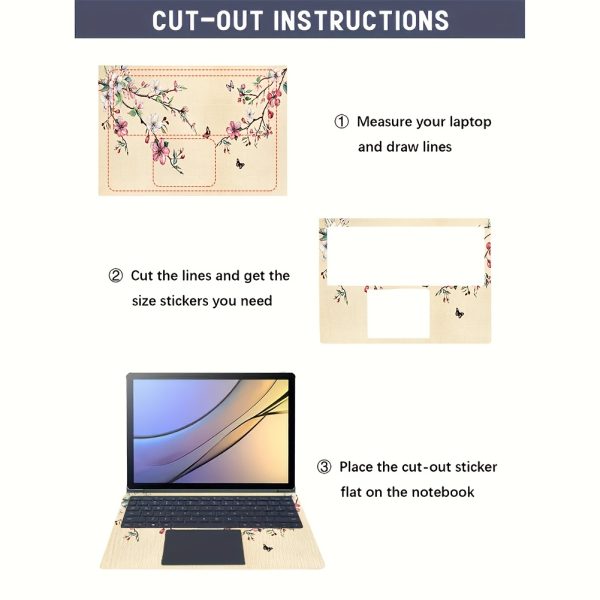2pcs Pink Peach Blossom Vinyl Laptop Skin Stickers, 27cm x 39cm - Scratch-Resistant DIY Art Protection for HP, Dell, Lenovo, Apple, ASUS Laptops, Laptop Accessories | Artistic Laptop Cover | Durable Laptop Skin, Laptop Decor - Image 10