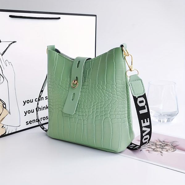 Elegant Women'S Crocodile Pattern Crossbody Bag - 4 Color Options, Zip Closure, Polyester Lined, Versatile for Commuting and Casual Outing - Image 2