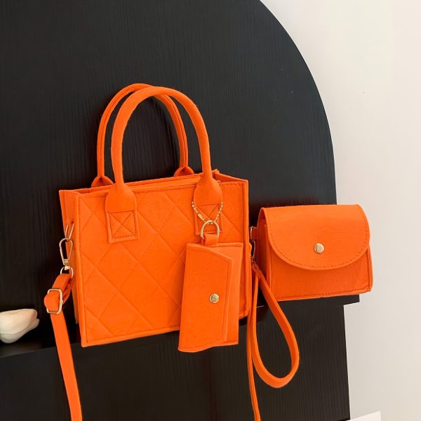3pcs Embossed Women'S Handbag Set - Stylish Crossbody Bag, Clutch, and Wallet, Solid Color Casual Square Bag, Fashionable Fabric for Daily Use - Image 7