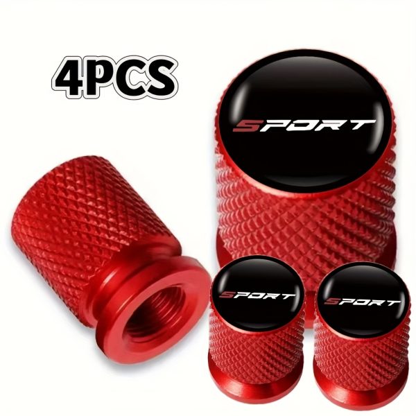 4pcs Universal Metal Tire Valve Stem Caps, Sport Icon Design, Dust & Water Proof, Car Wheel Accessories for All Vehicles - Image 5