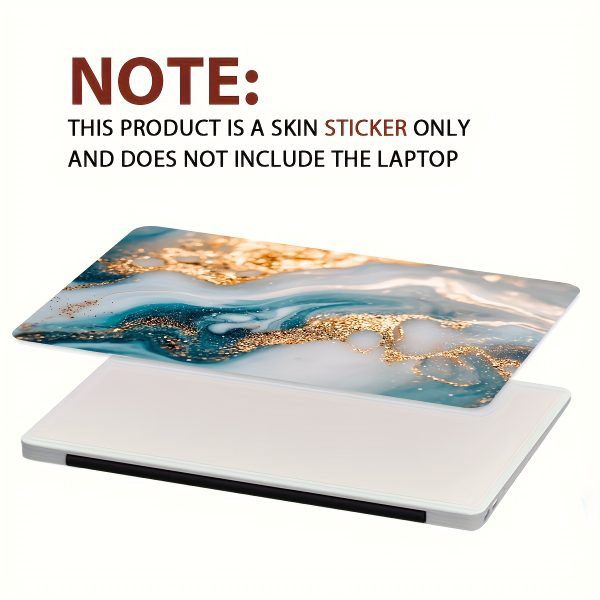 2pcs Elegant Marble & Golden Glitter Vinyl Laptop Skins - Scratch-Resistant DIY Art Protective Covers for Notebooks & Cars - Easy to Apply & Durable Design with Semi-Matte Finish, Notebook Accessories | Elegant Design | Durable Vinyl, Laptop Sleeve - Image 4